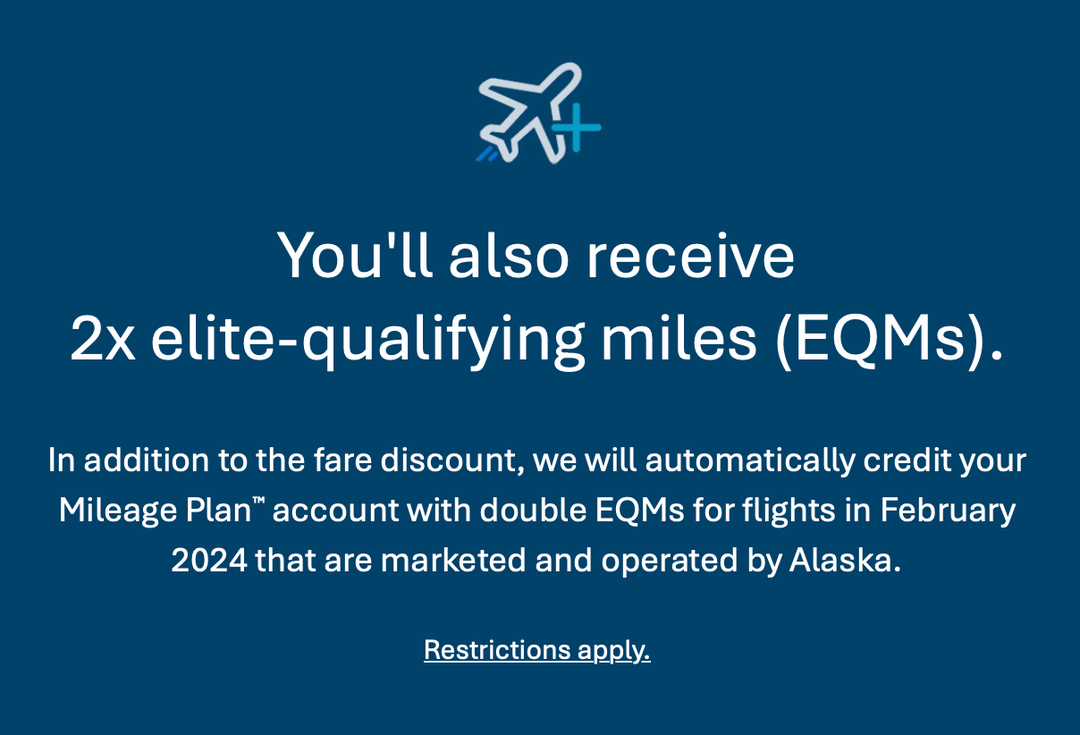Alaska Airlines offering discounted flights and double EQMs for limited